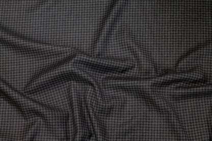 Charcoal Gray Gingham Checked Italian Wool Suiting - Prime Fabrics