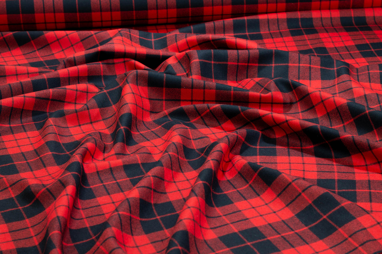 Red and Black Plaid Italian Wool Suiting - Prime Fabrics