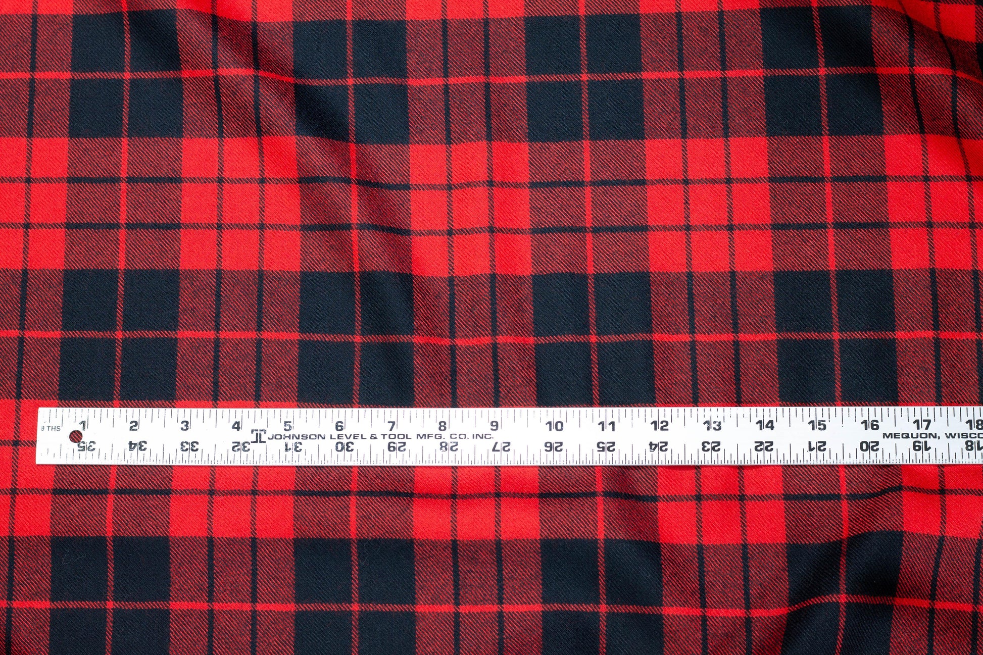 Red and Black Plaid Italian Wool Suiting - Prime Fabrics