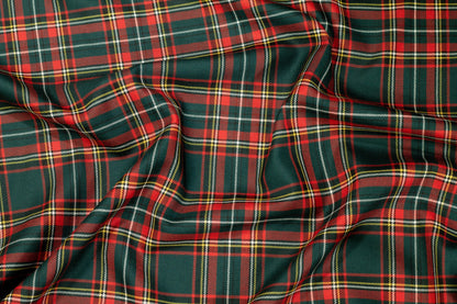 Red and Green Tartan Italian Virgin Wool Suiting - Prime Fabrics