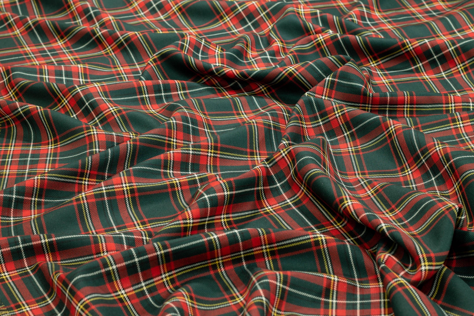 Red and Green Tartan Italian Virgin Wool Suiting - Prime Fabrics