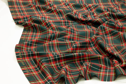 Red and Green Tartan Italian Virgin Wool Suiting - Prime Fabrics