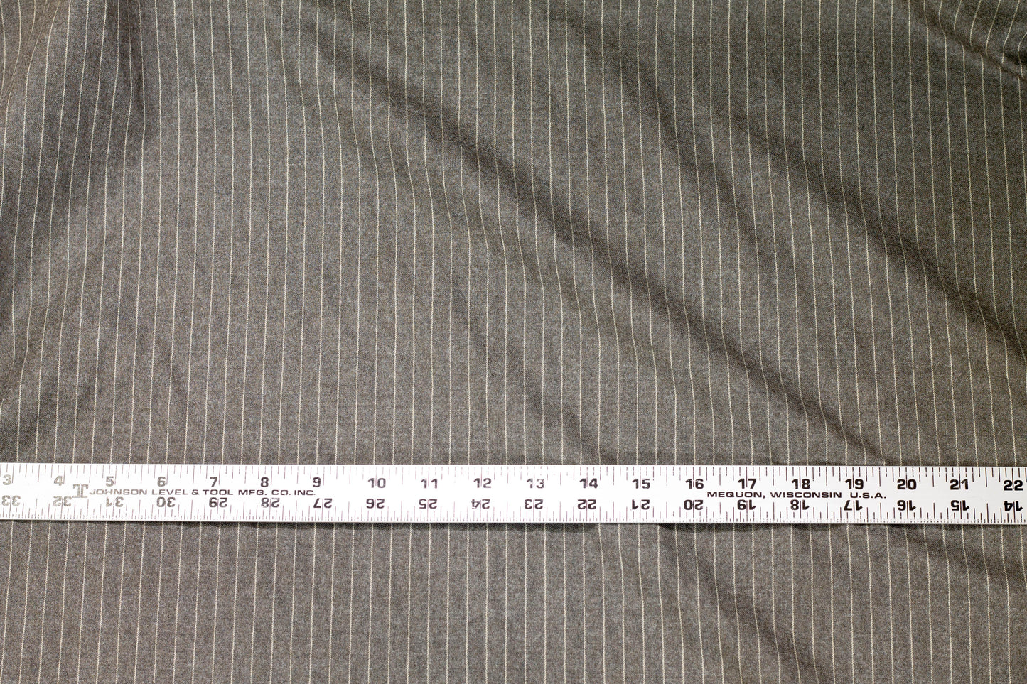 Gray Pin Striped Stretch Italian Wool Suiting - Prime Fabrics