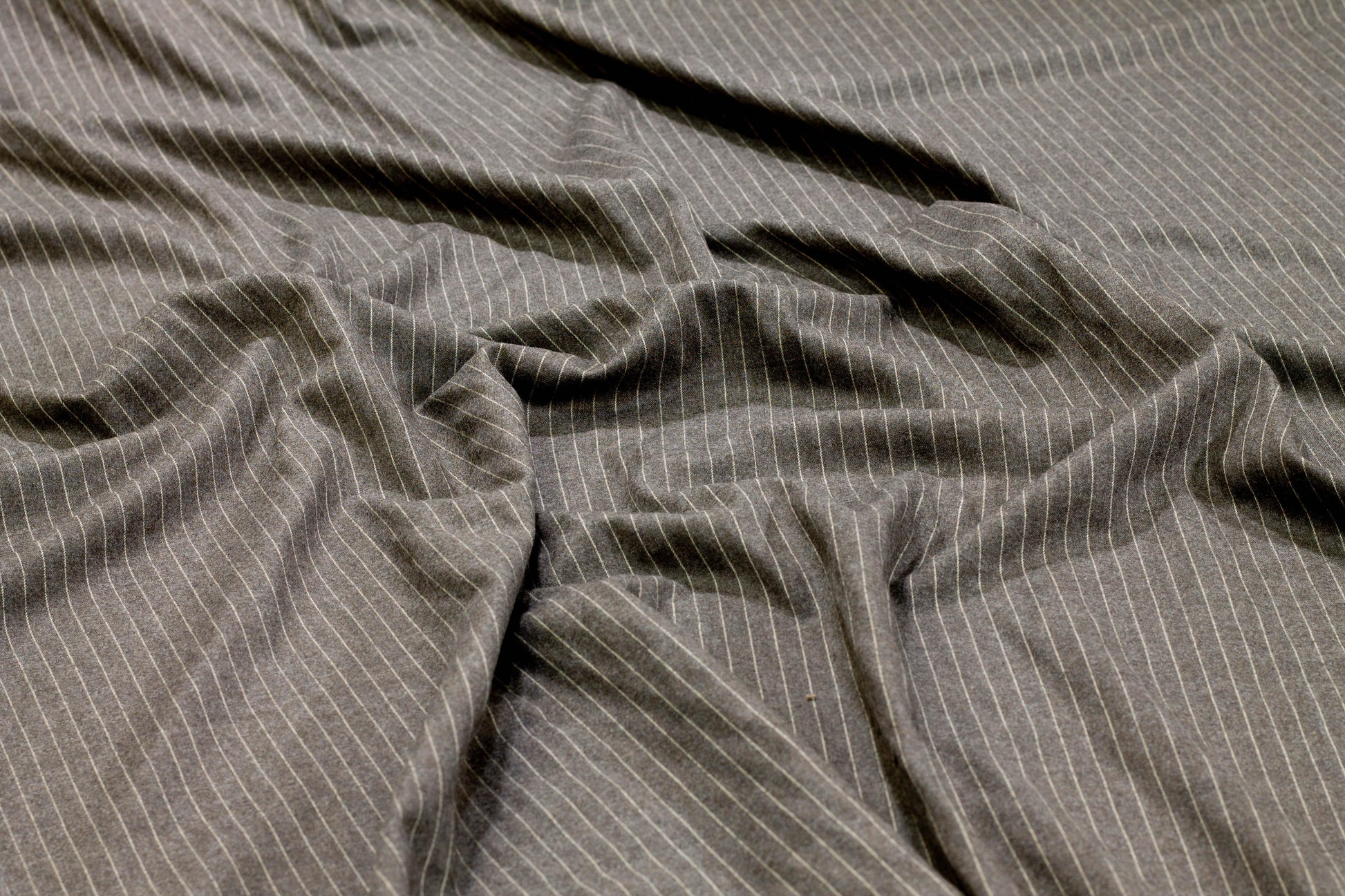 Gray Pin Striped Stretch Italian Wool Suiting - Prime Fabrics