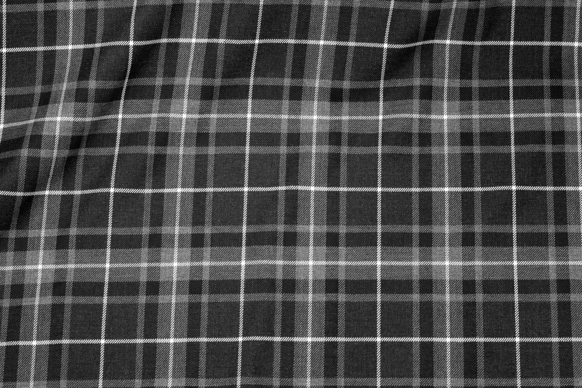 Gray Tartan Italian Virgin Wool Suiting - Prime Fabrics