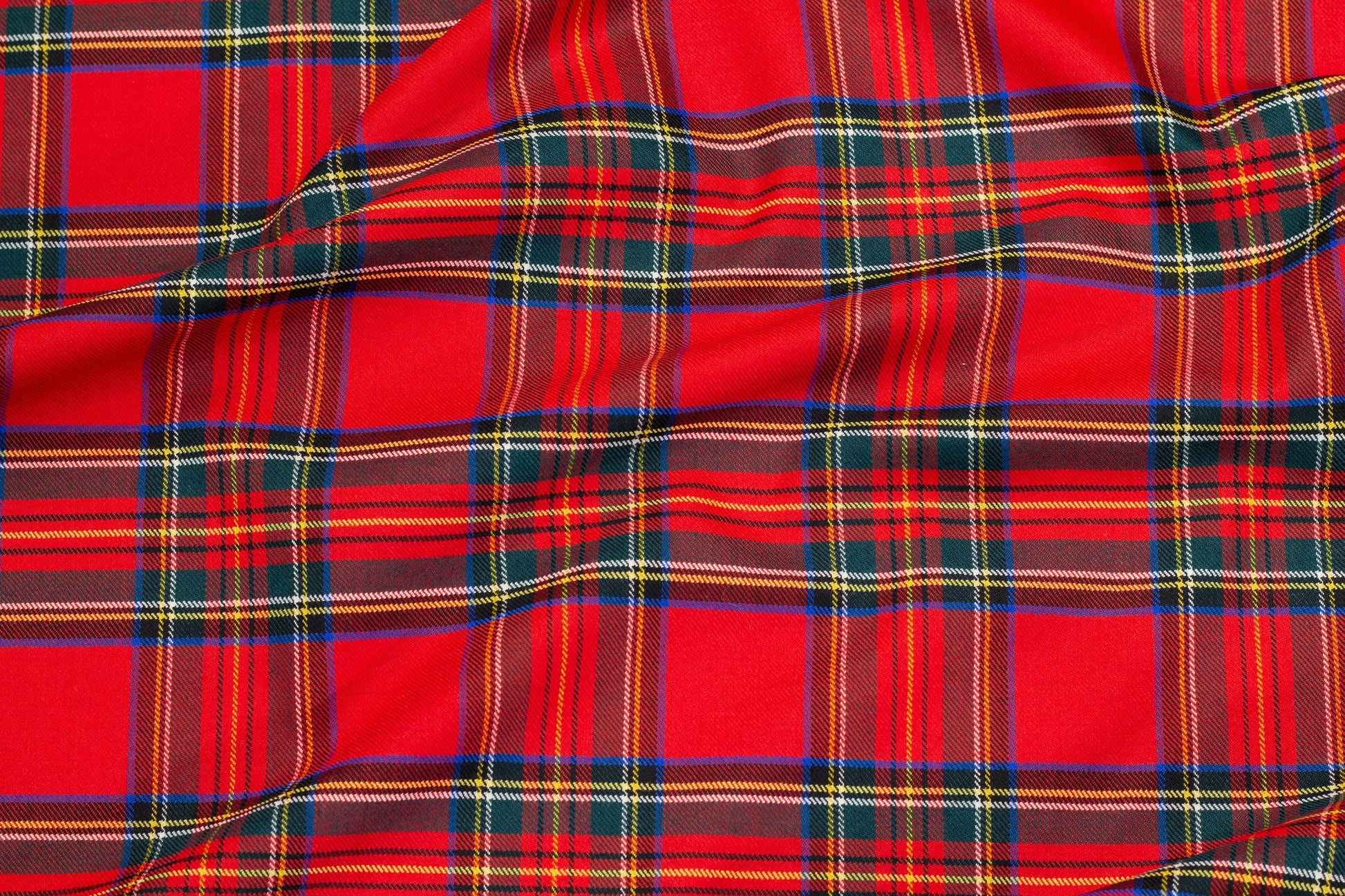 Tartan Italian Wool Suiting - Red, Blue, Green, Yellow, White - Prime Fabrics