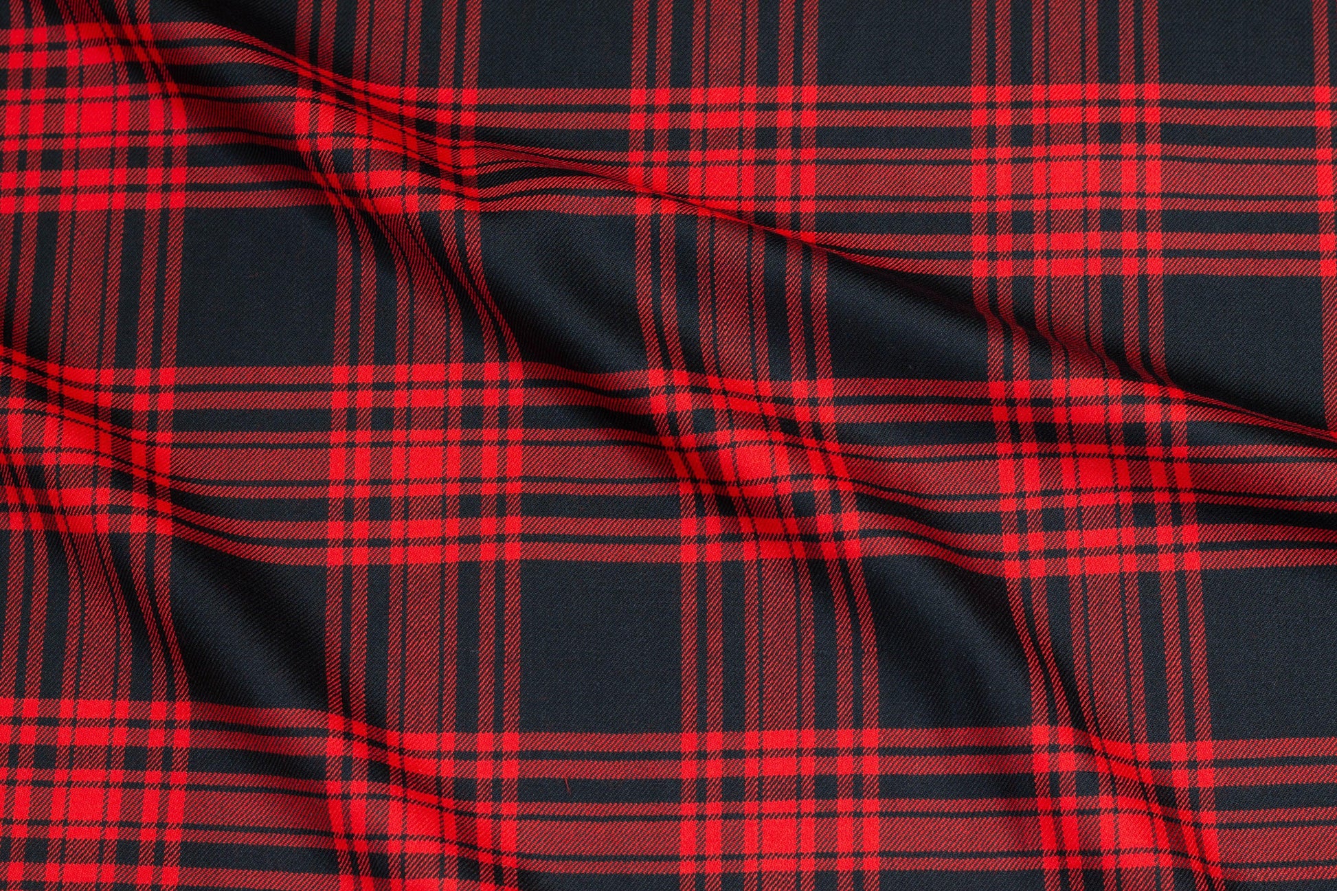 Red and Black Tartan Italian Wool Suiting - Prime Fabrics