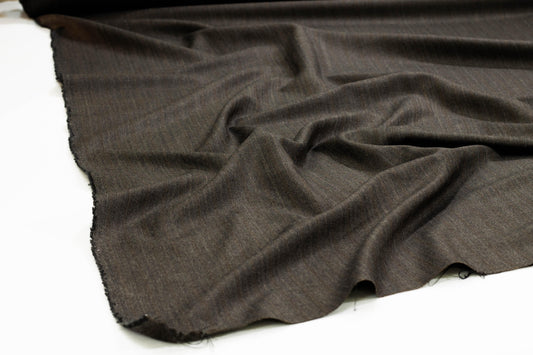 Gray and Brown Striped Italian Wool Suiting - Prime Fabrics