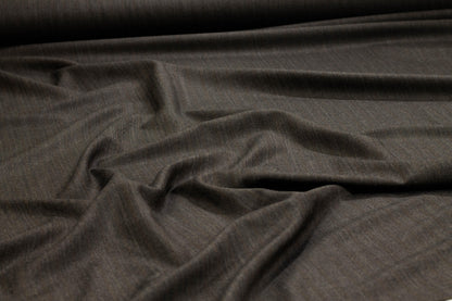 Gray and Brown Striped Italian Wool Suiting - Prime Fabrics