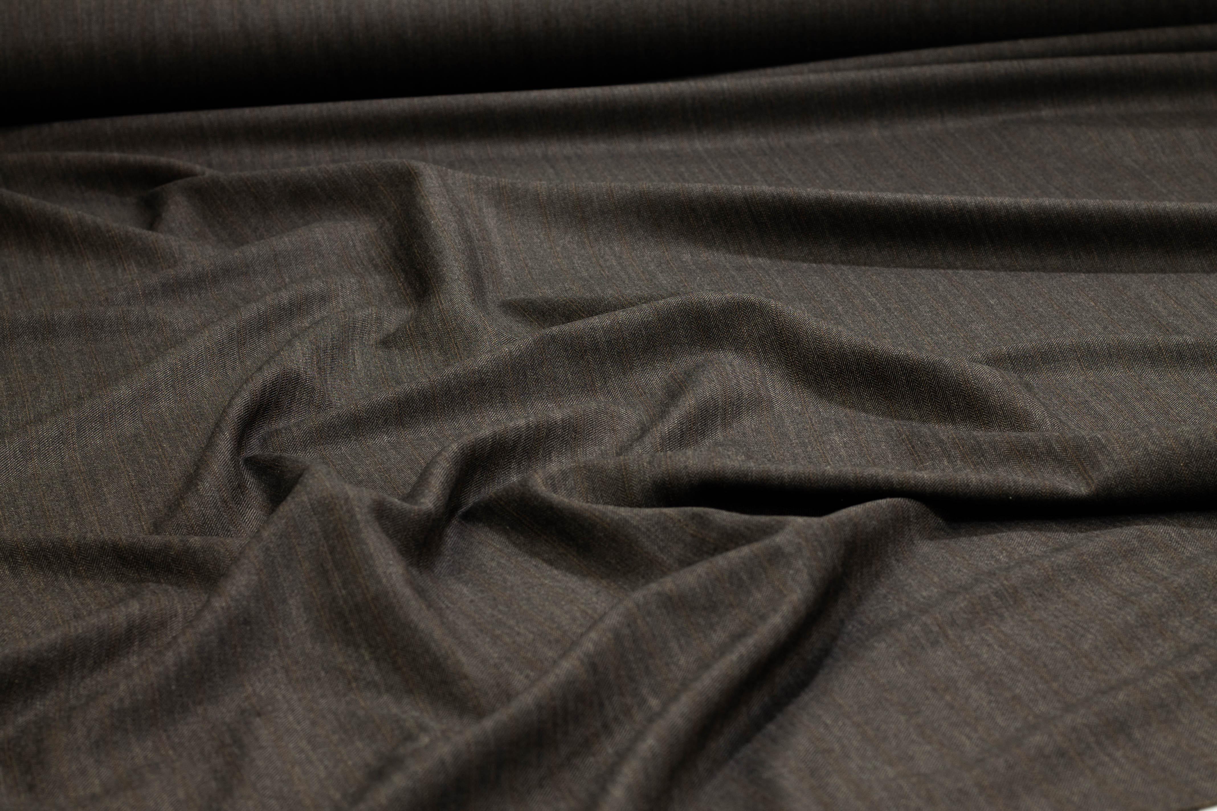 Gray and Brown Striped Italian Wool Suiting - Prime Fabrics