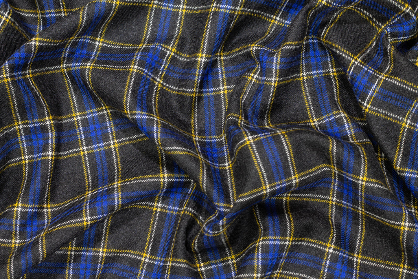 Gray, Blue, and Yellow Tartan Italian Wool Suiting - Prime Fabrics