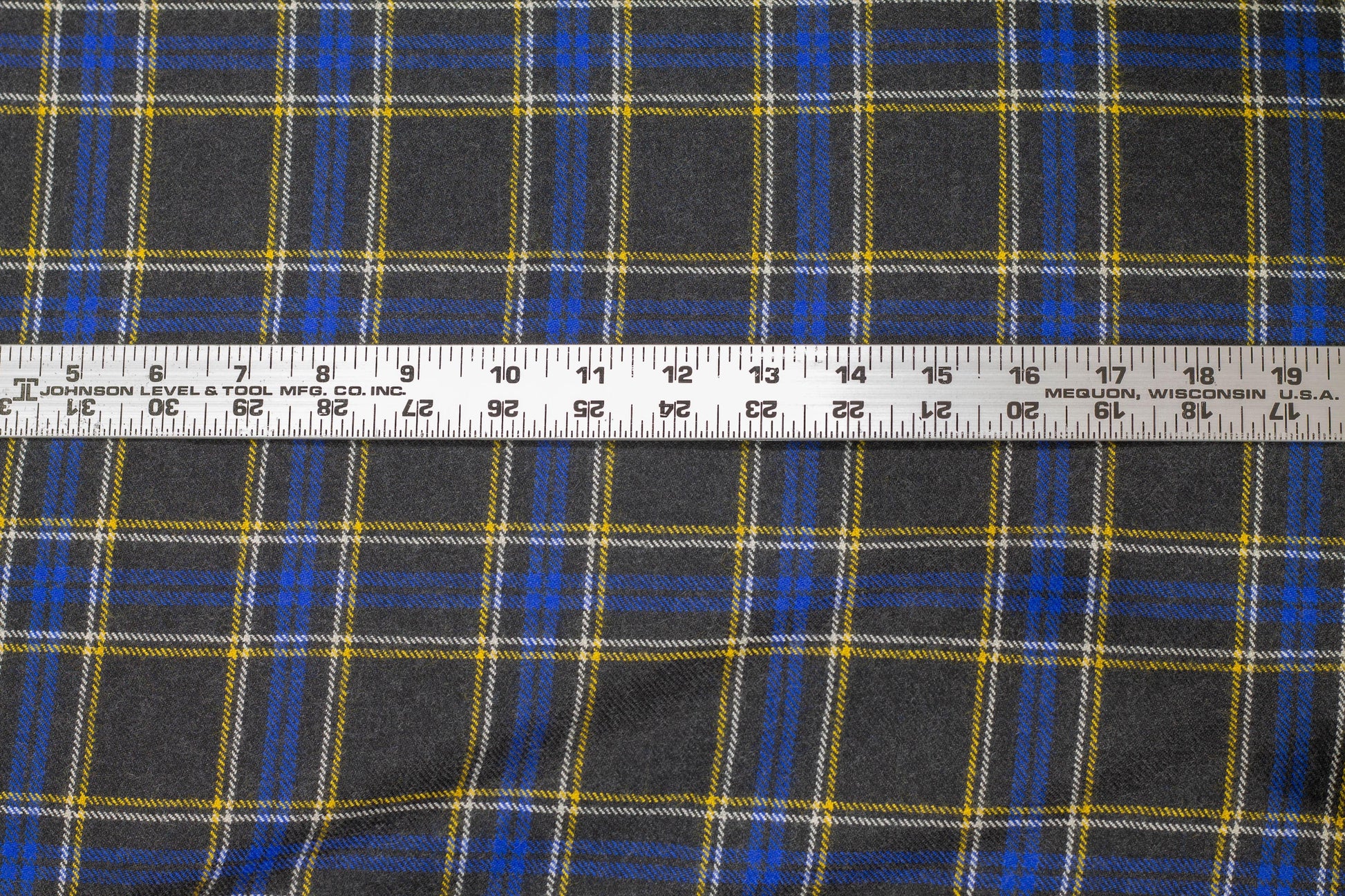 Gray, Blue, and Yellow Tartan Italian Wool Suiting - Prime Fabrics