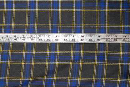 Gray, Blue, and Yellow Tartan Italian Wool Suiting - Prime Fabrics