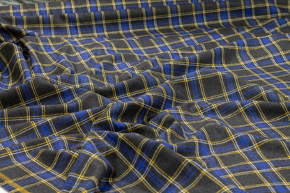 Gray, Blue, and Yellow Tartan Italian Wool Suiting - Prime Fabrics