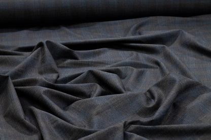 Charcoal Gray and Blue Stretch Italian Wool Suiting - Prime Fabrics
