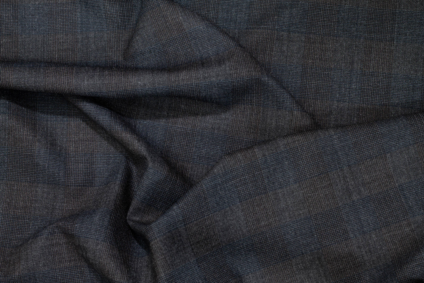 Charcoal Gray and Blue Stretch Italian Wool Suiting - Prime Fabrics