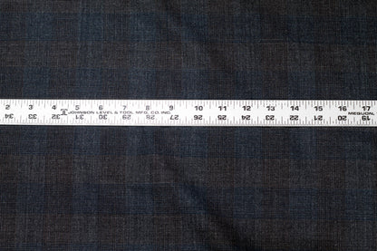 Charcoal Gray and Blue Stretch Italian Wool Suiting - Prime Fabrics