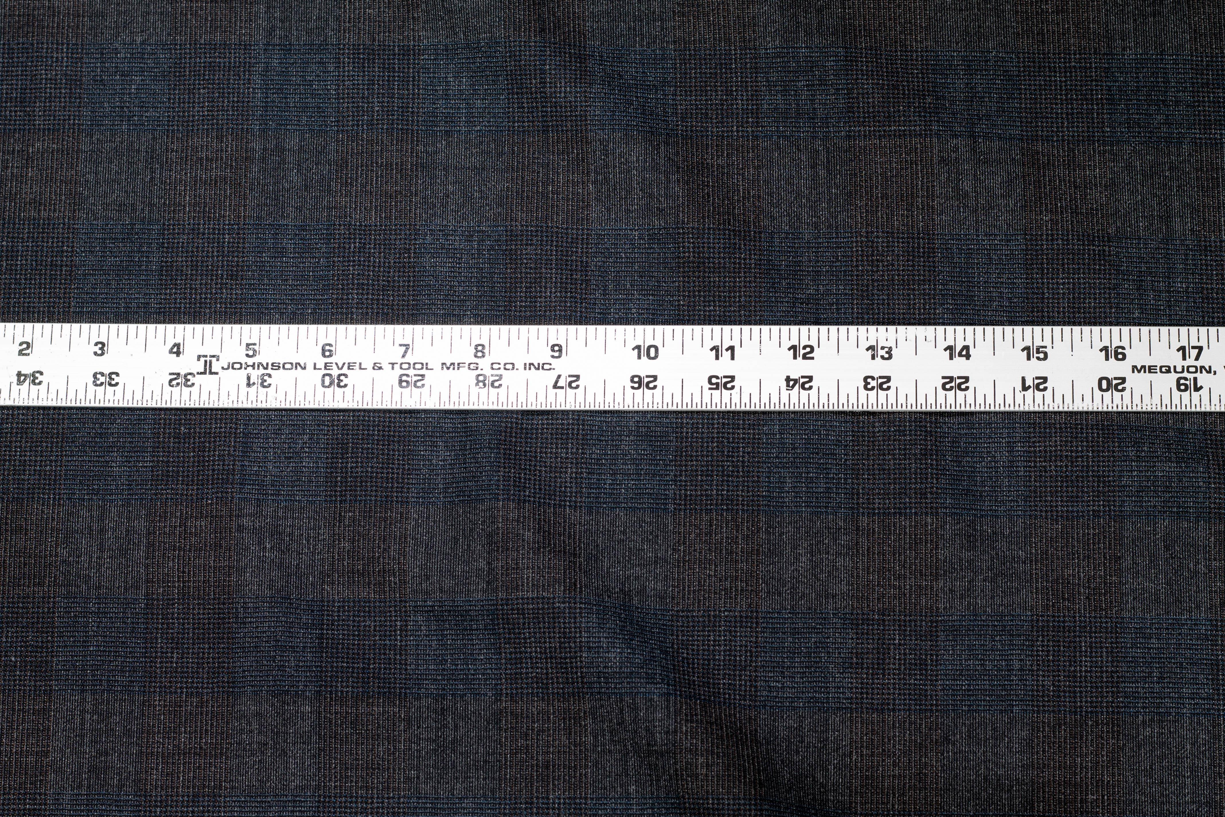 Charcoal Gray and Blue Stretch Italian Wool Suiting - Prime Fabrics