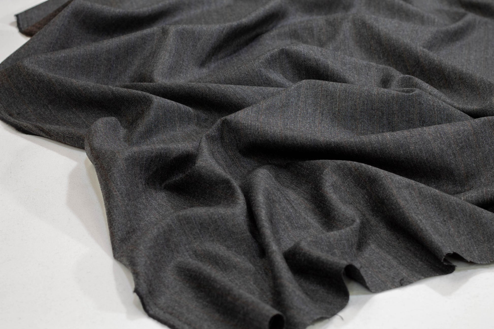 Charcoal Gray Striped Italian Wool - Prime Fabrics