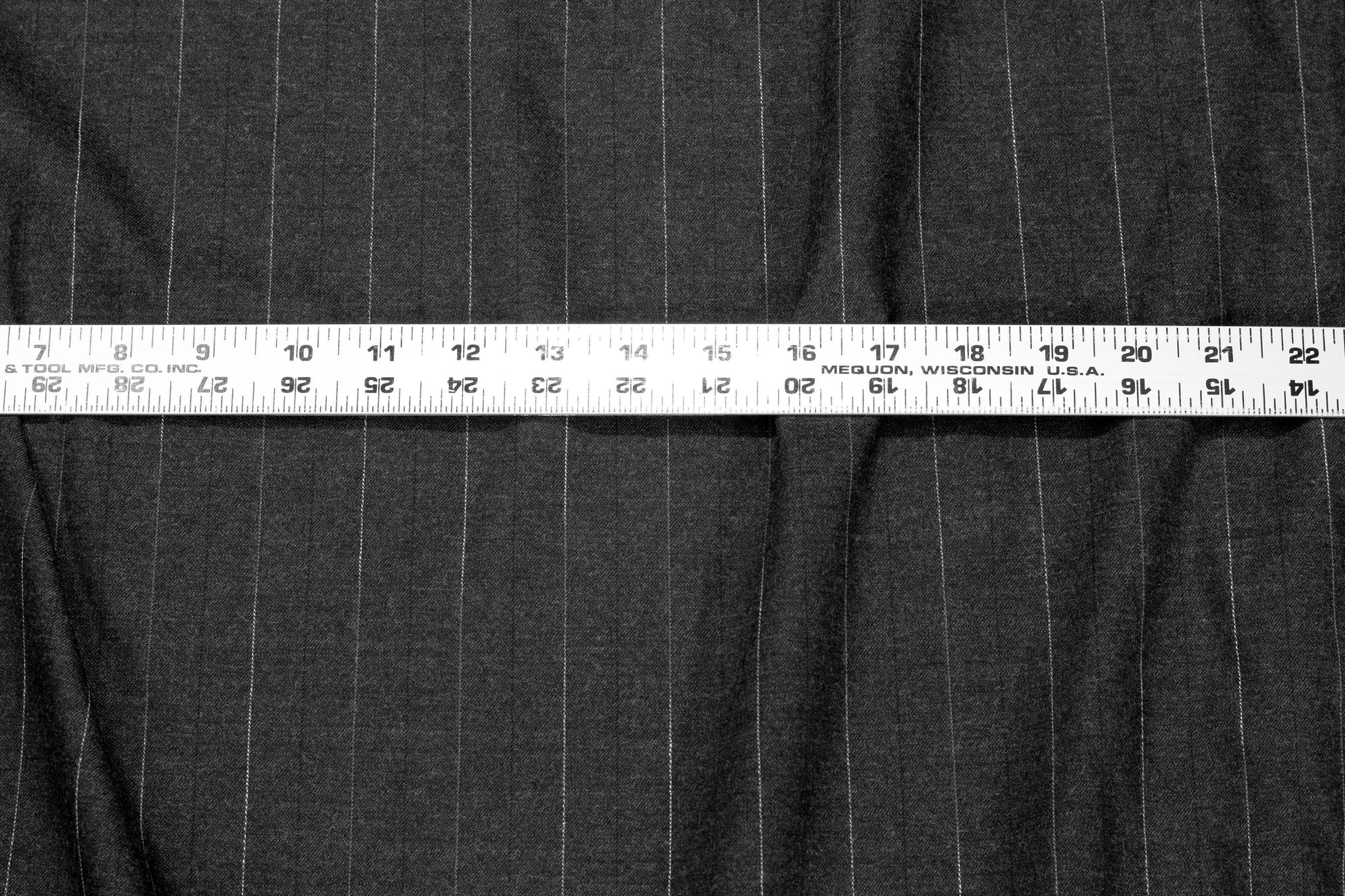 Charcoal Gray and White Pin Striped Italian Wool - Prime Fabrics