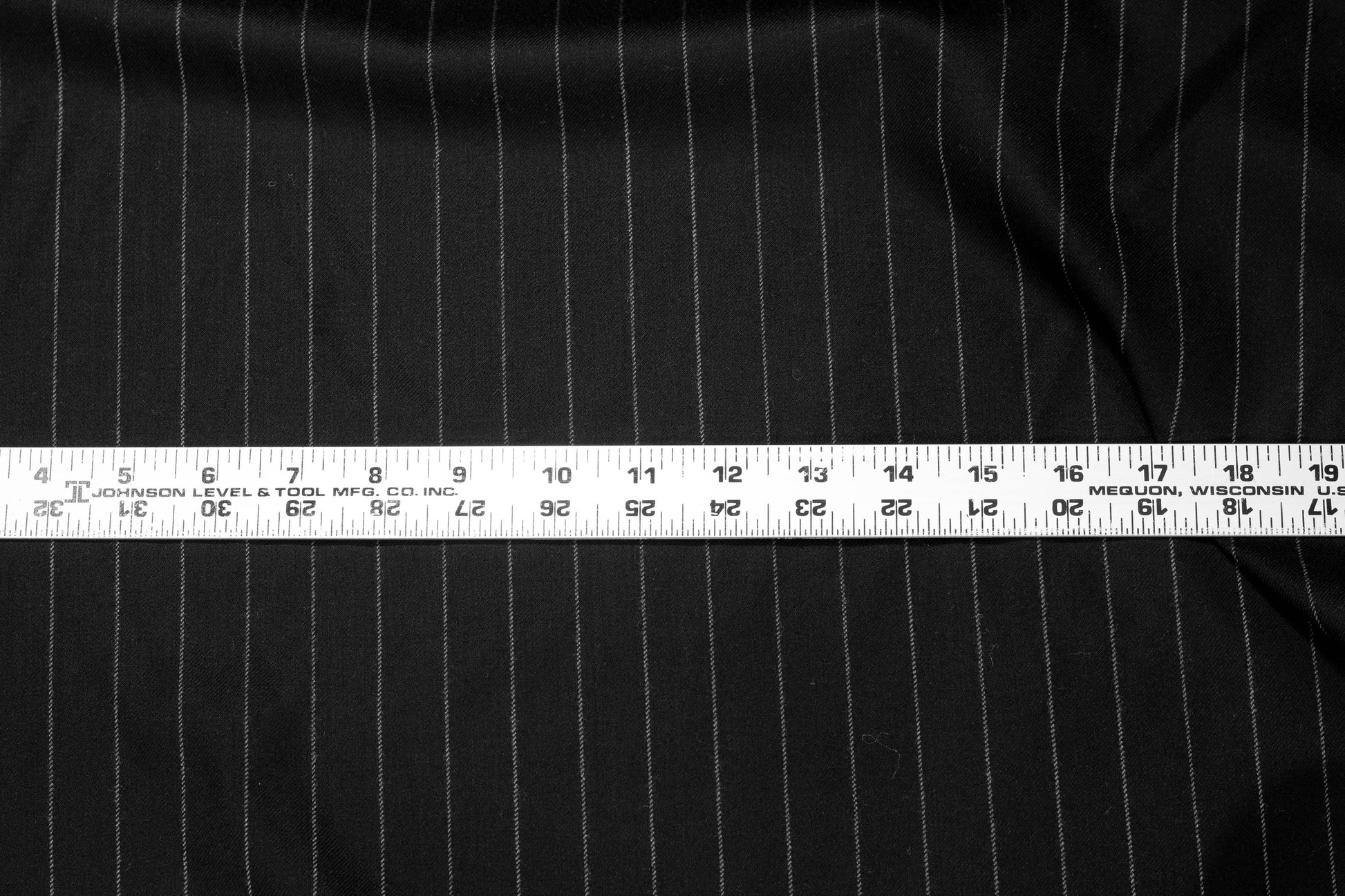 Black and Gray Pin Striped Italian Wool Suiting - Prime Fabrics