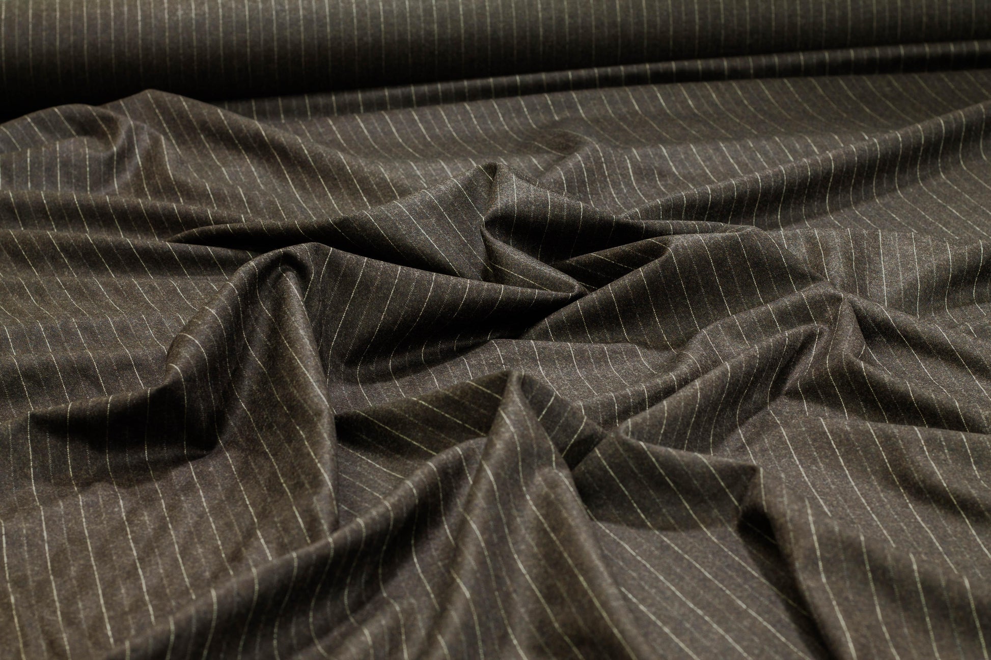 Gray Striped Italian Wool Suiting - Prime Fabrics