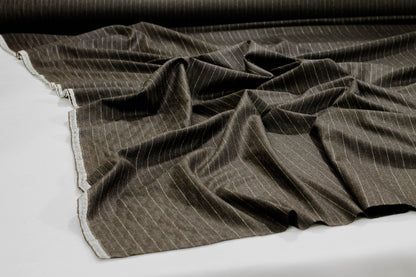 Gray Striped Italian Wool Suiting - Prime Fabrics