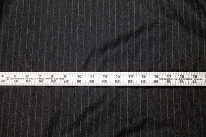 Dark Gray Striped Italian Wool Suiting - Prime Fabrics