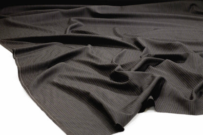 Gray Striped Italian Wool Suiting - Prime Fabrics