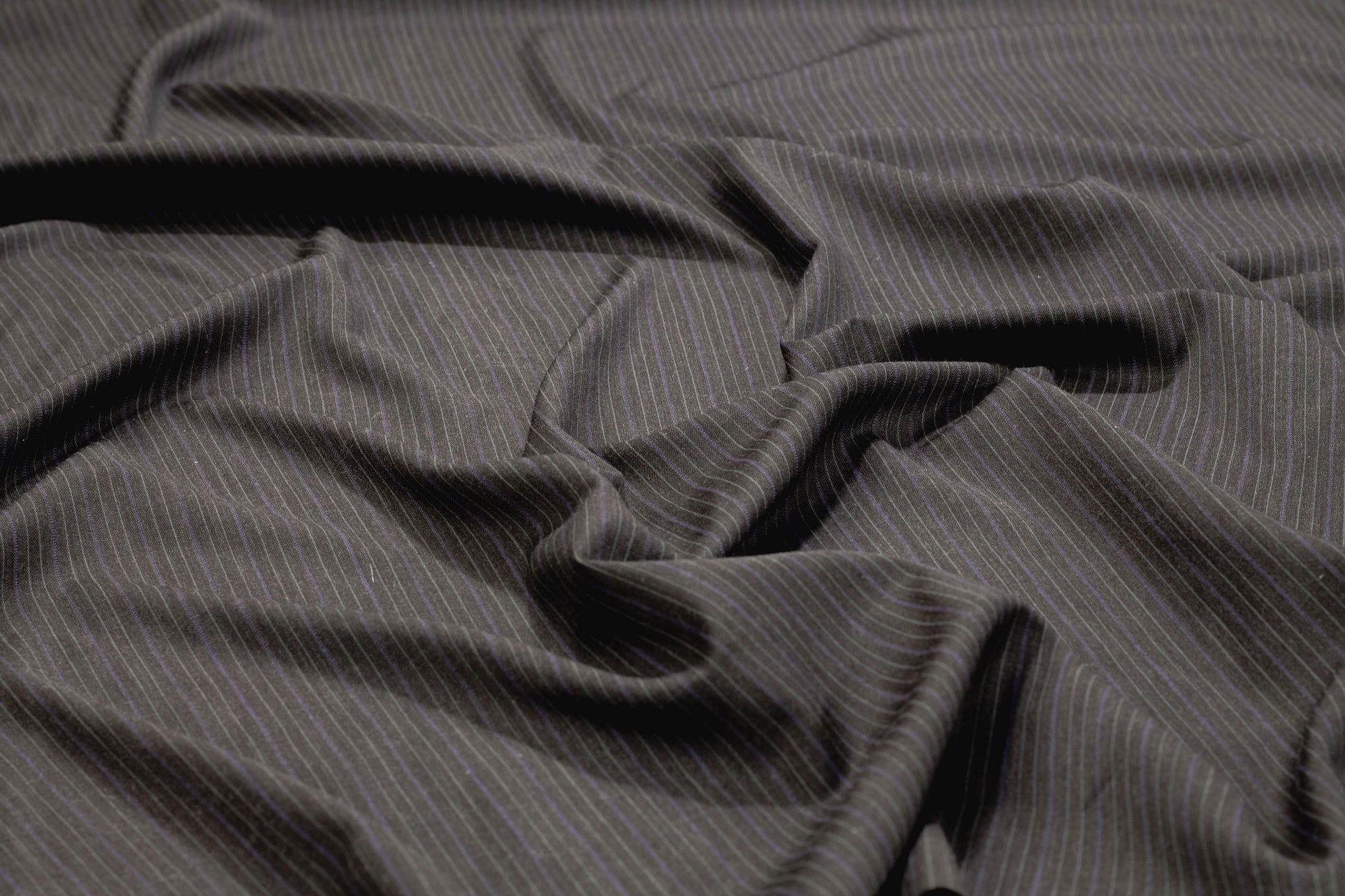 Gray Striped Italian Wool Suiting - Prime Fabrics