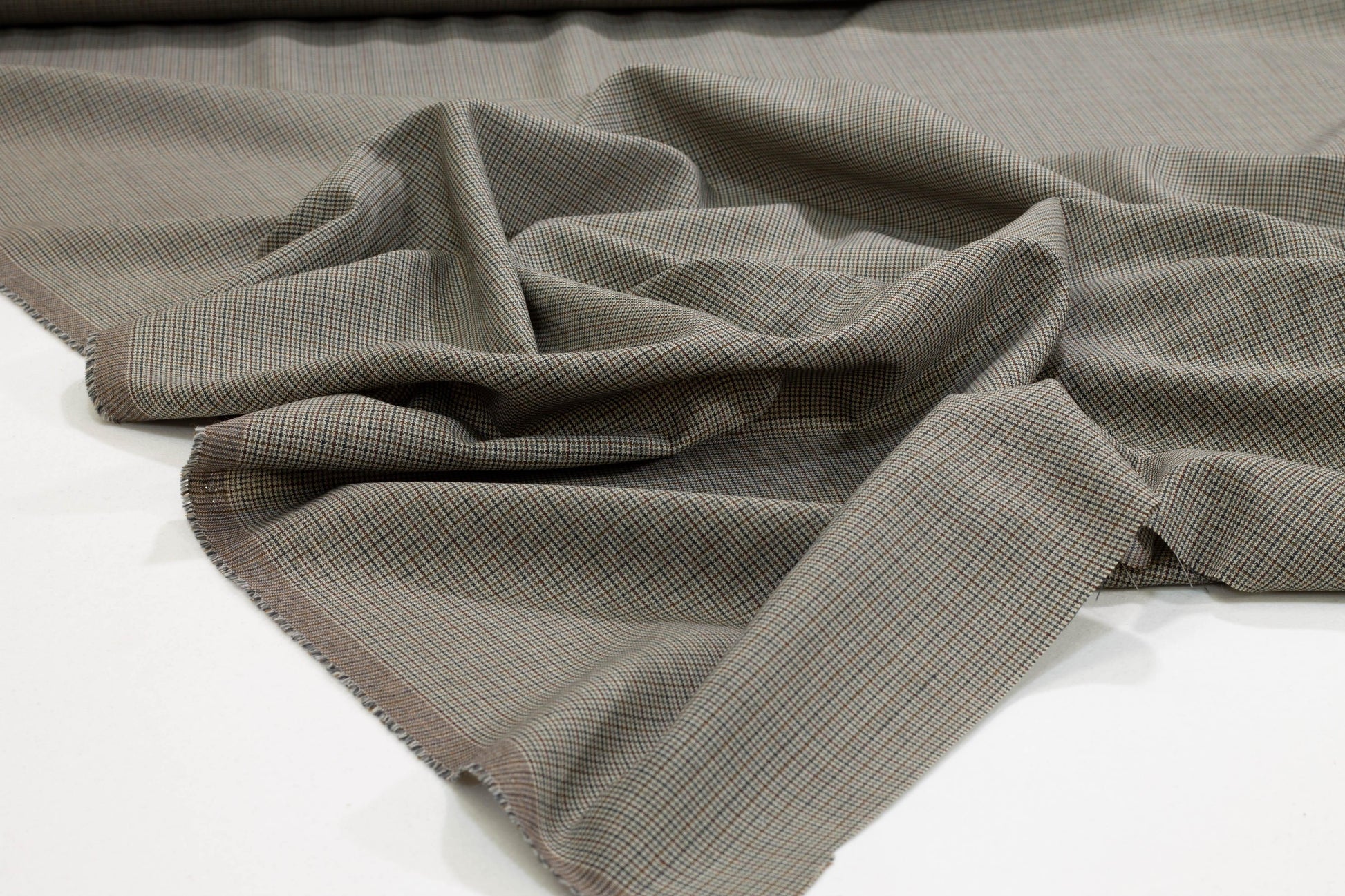 Gray Mini Checked Italian Wool Suiting - Prime Fabrics