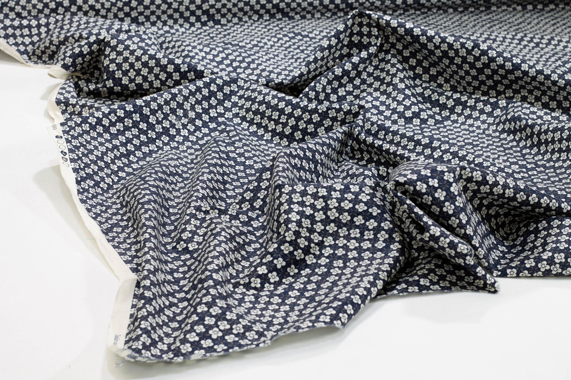 Navy and White Ditsy Floral Cotton - Prime Fabrics