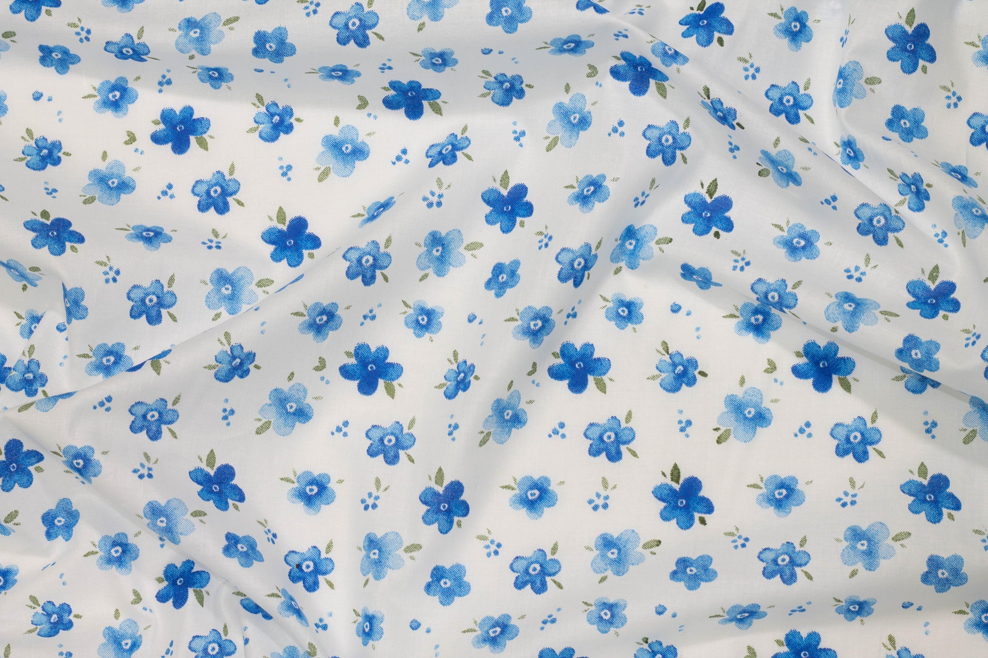 Blue and White Floral Cotton - Prime Fabrics