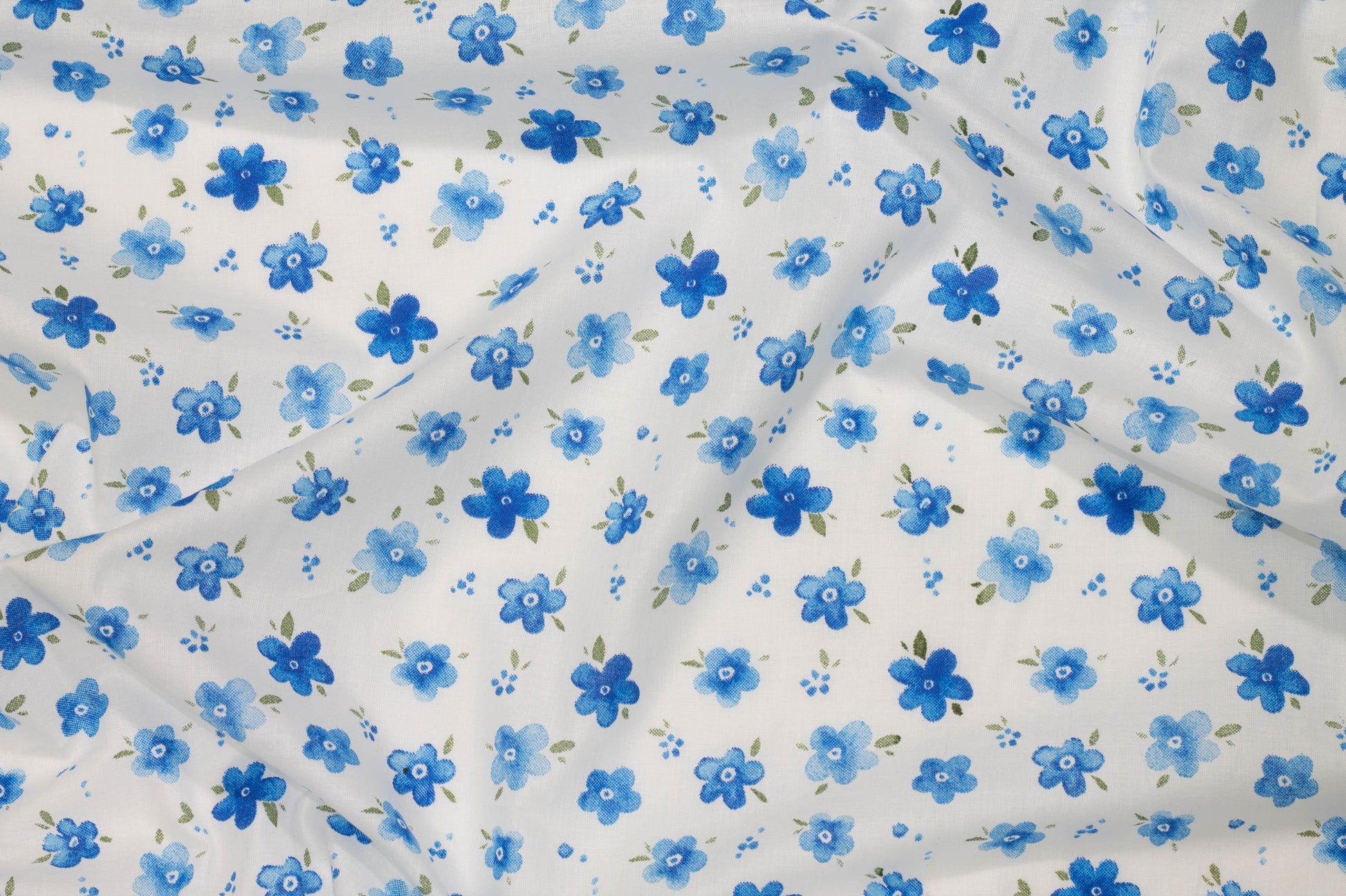 Blue and White Floral Cotton - Prime Fabrics