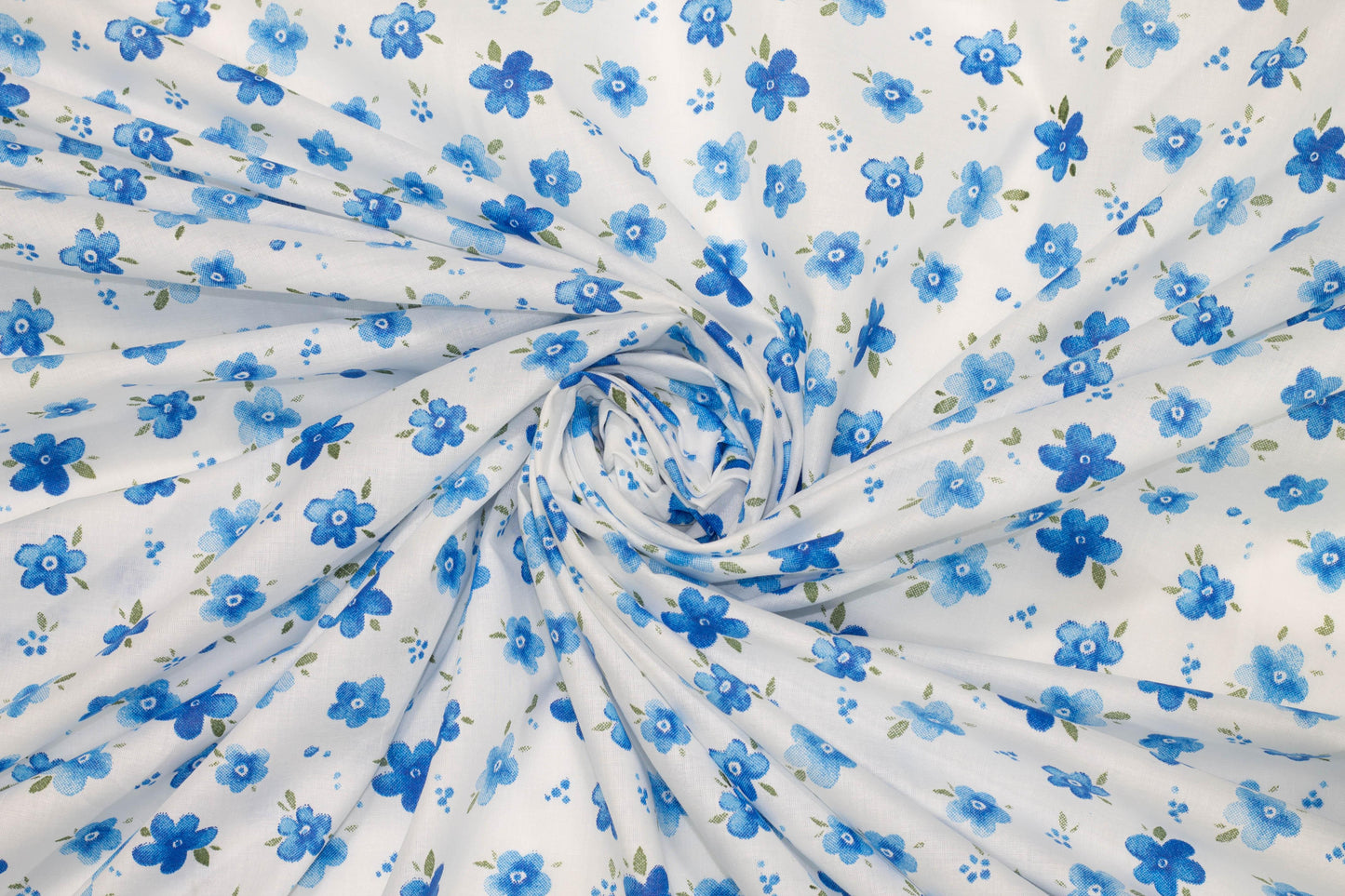 Blue and White Floral Cotton - Prime Fabrics