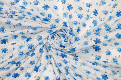 Blue and White Floral Cotton - Prime Fabrics