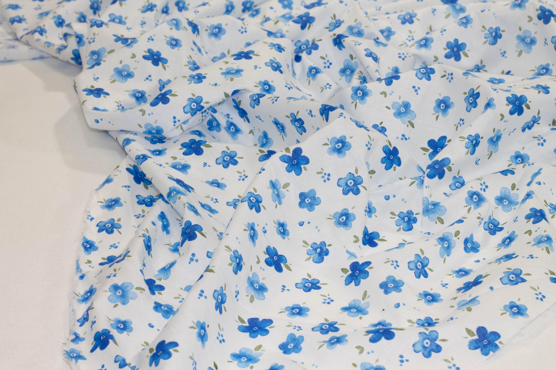 Blue and White Floral Cotton - Prime Fabrics