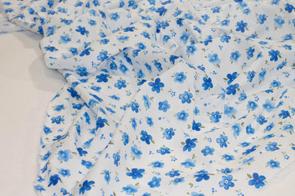 Blue and White Floral Cotton - Prime Fabrics