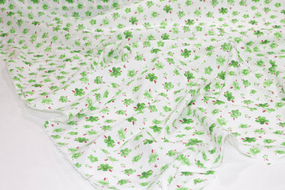Green and White Floral Cotton - Prime Fabrics