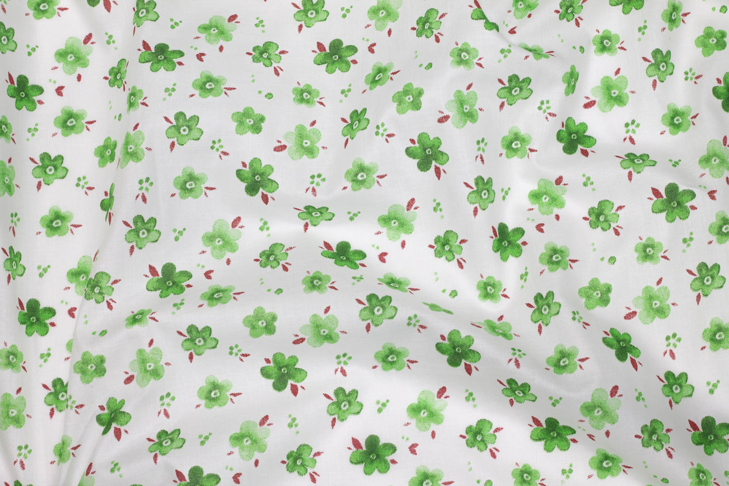 Green and White Floral Cotton - Prime Fabrics