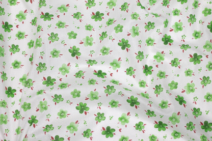 Green and White Floral Cotton - Prime Fabrics