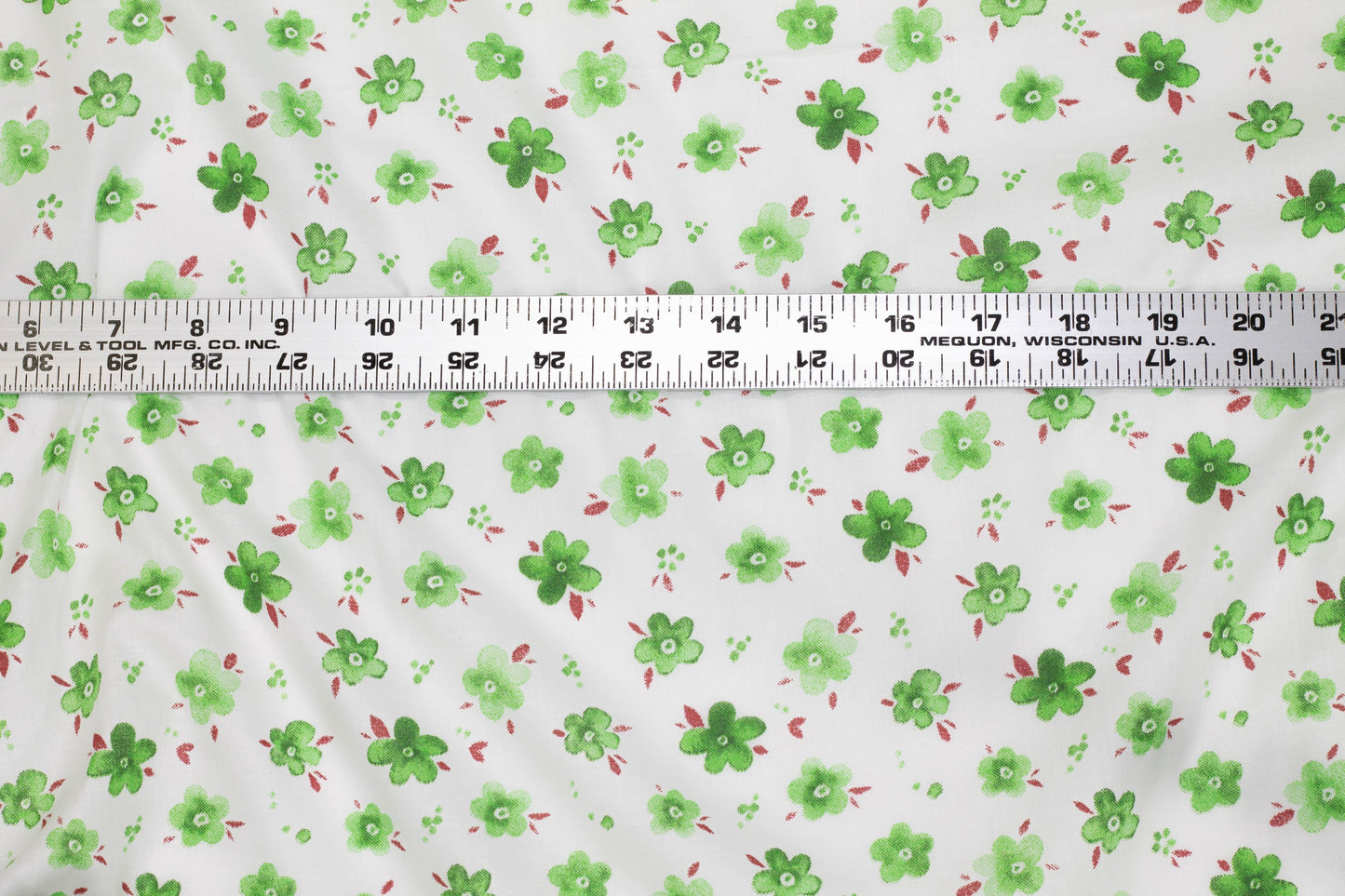 Green and White Floral Cotton - Prime Fabrics