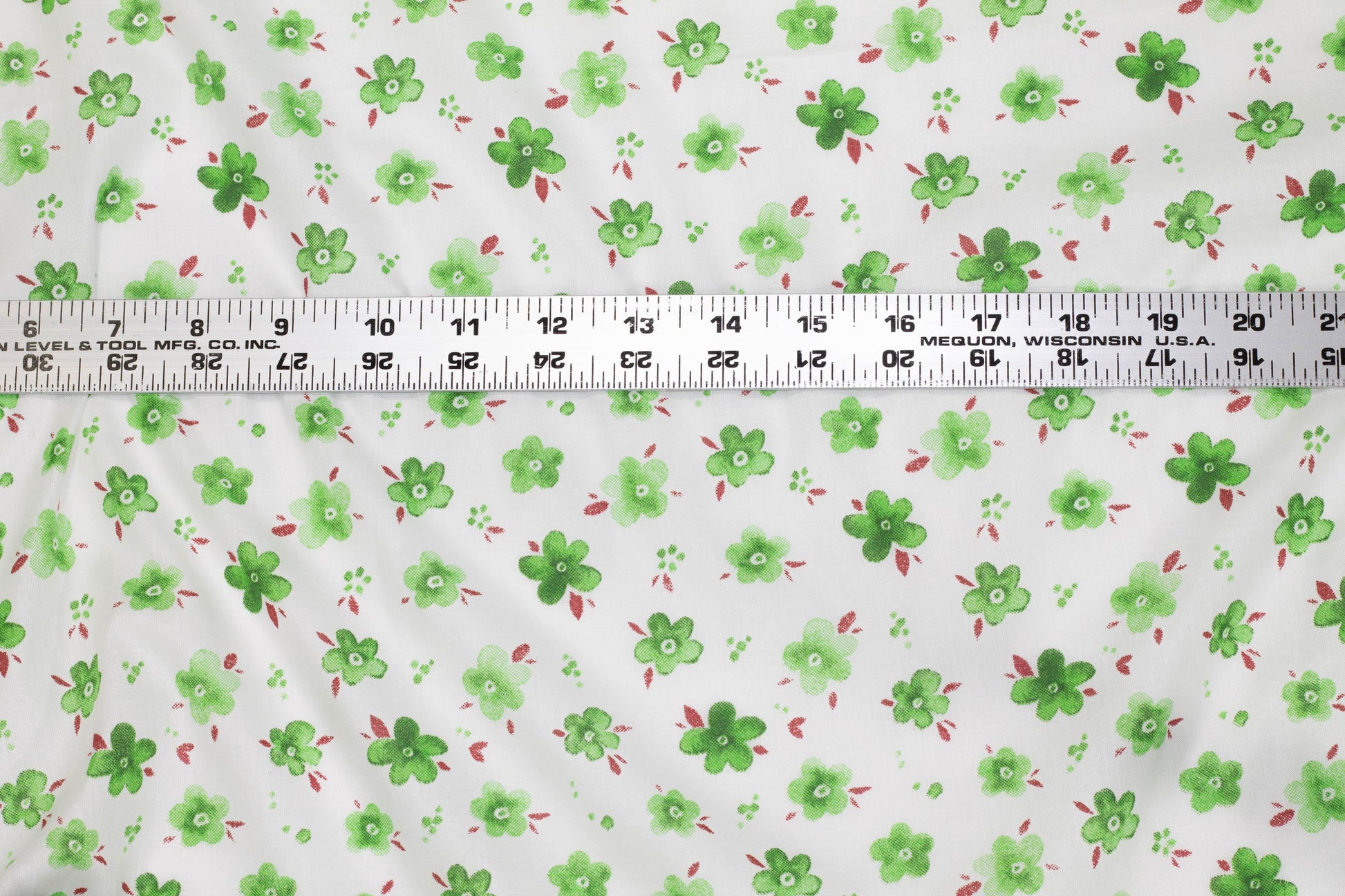 Green and White Floral Cotton - Prime Fabrics