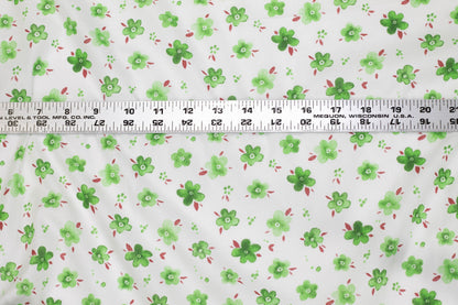 Green and White Floral Cotton - Prime Fabrics