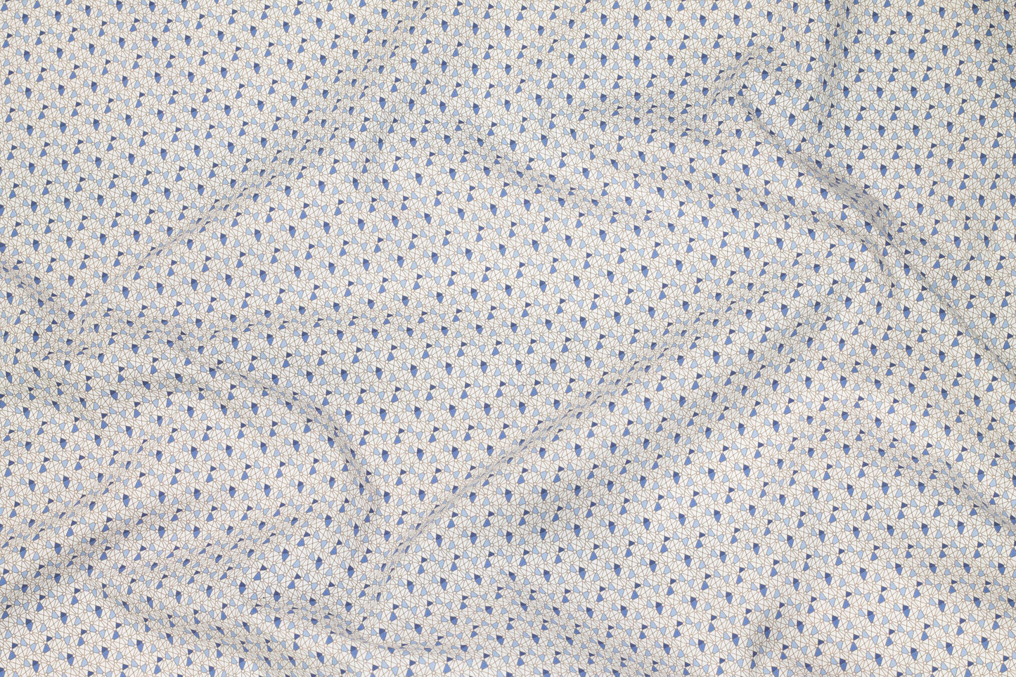 White and Blue Geometric Italian Cotton - Prime Fabrics