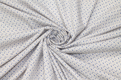 White and Blue Geometric Italian Cotton - Prime Fabrics
