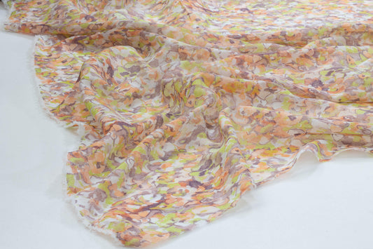 Multicolor Abstract Silk and Cotton Voile - Prime Fabrics