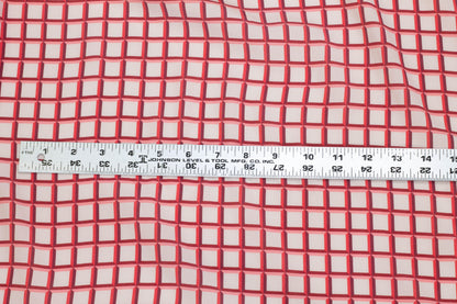Pink and Red Geometric Silk Crepe De Chine - Prime Fabrics