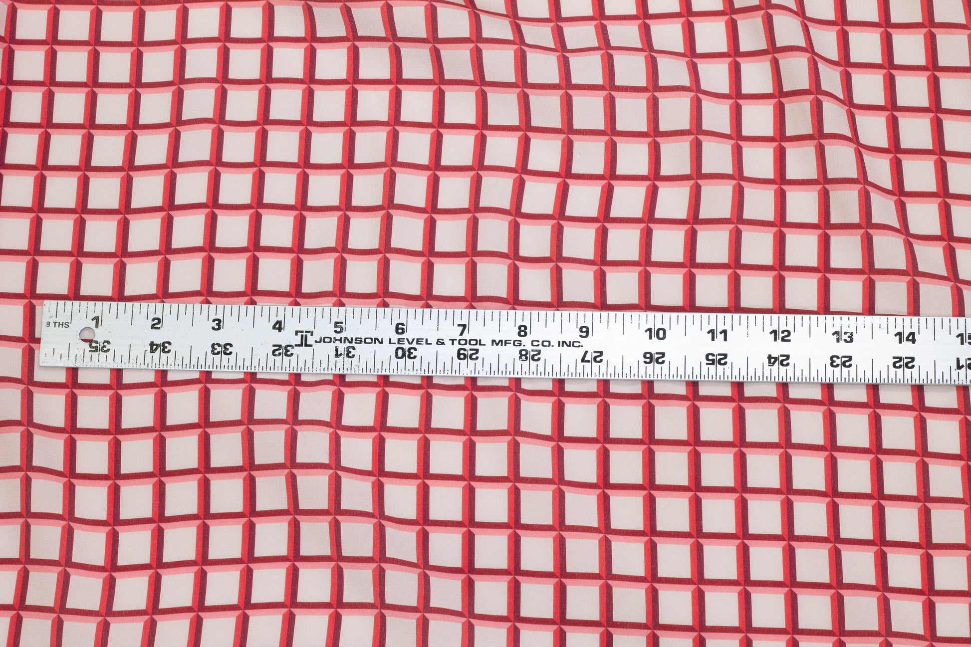 Pink and Red Geometric Silk Crepe De Chine - Prime Fabrics