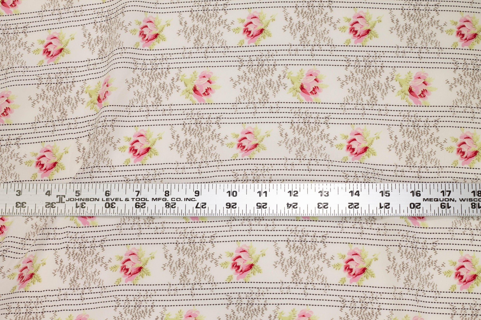 Off White Striped Floral Silk Crepe De Chine - Prime Fabrics